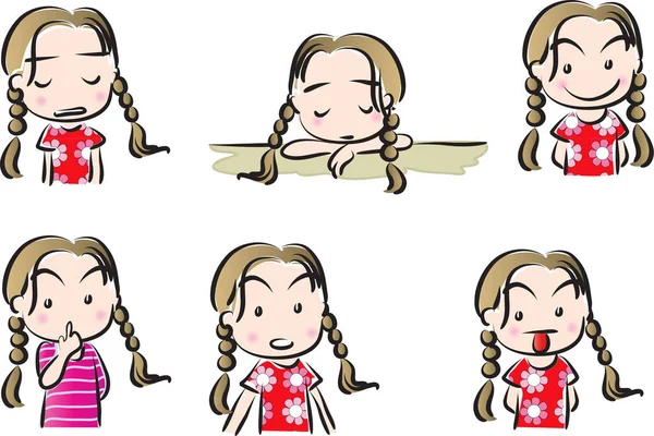 Vector Illustration Cute Cartoon Character Little Girl — Stock Vector