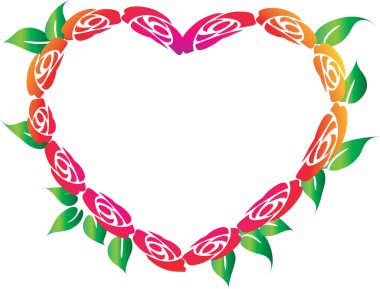 vektör çizimi gül kalp şekli sınır çerçeve tasarımı