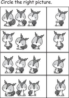 vektör sincap çizgi film eğitim etkinliği oyun eşleşmesi