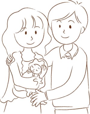 Vektör karı koca yeni doğmuş bir bebek taşıyor