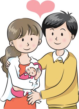 Vektör karı koca yeni doğan ikiz bebek taşıyor