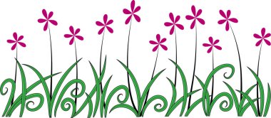 vektör bahçe çiçekleri çiziyor