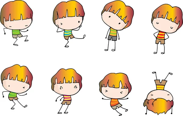 Vector Dibujos Animados Niños Conjunto Acción — Vector de stock