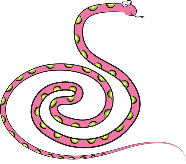 Cobra Rosa-bebê Alegre. Ilustração De Estilo De Desenho Animado