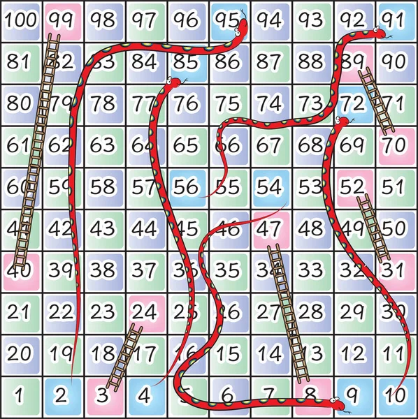 Vector Cartoon Colourful Snake Chess — Stock Vector