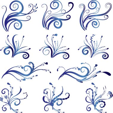 Çizgileri olan kaligrafik dekoratif ögeler