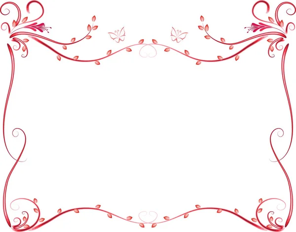 Vektor Zeichnung Blumen Und Schmetterling Rand Rahmen Hintergrund — Stockvektor