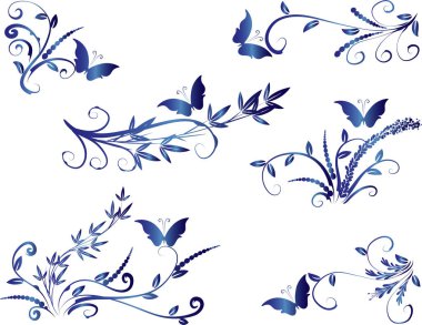 vektör çizimi kelebek ve bambu bitki tasarımı arka plan