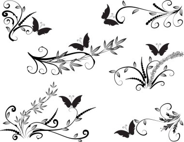 vektör çizimi kelebek ve bambu bitki tasarımı arka plan