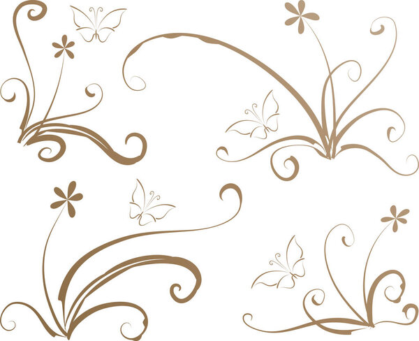 векторный рисунок растений любви сердца листья деревьев орхидеи иконка дизайн набора