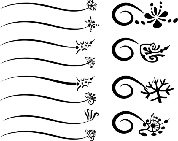 Kalligrafiska Dekorativa Element Med Linjer — Stock vektor