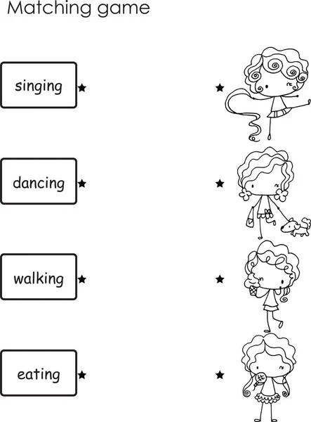 矢量卡通片儿童学前匹配的名词和图片活动 — 图库矢量图片