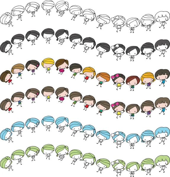 Vector Cartoon Boys Girls Background Border — Stockvector