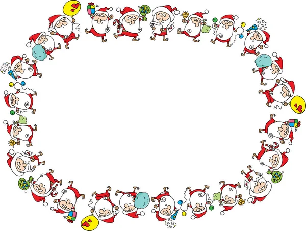 Vector Illustration Cartoon Santa Claus Merry Christmas Card Action Series — Vettoriale Stock