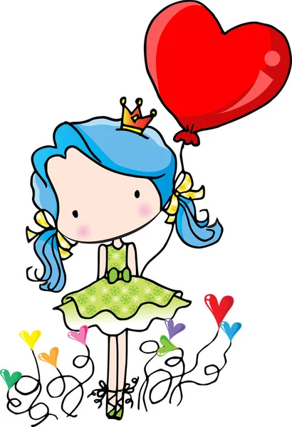 Vetor Cartoon Beleza Menina Com Flores Amor —  Vetores de Stock