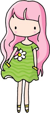 vektör çizgi filmi uzun saçlı kız