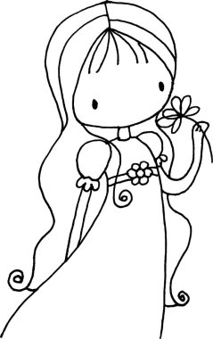 Çiçekli vektör karikatür kızı