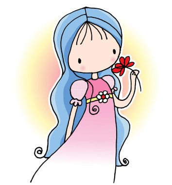 Çiçekli vektör karikatür kızı