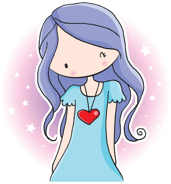 Vector Cartoon Mooi Meisje Met Speelgoed Hart Vorm — Stockvector