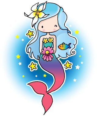 vector cartoon girl mermaid with peal clipart