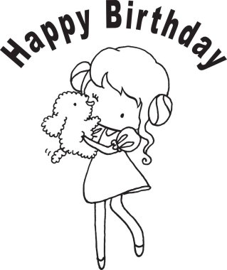 Vektör karikatür mutlu doğum günü kartı kızı