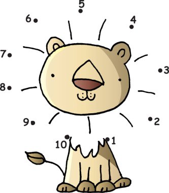 vektör çizgi film eğitim oyunu etkinliği Noktalara katılın Aslan 1 'den 20' ye