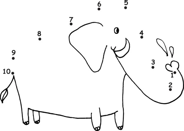 Vector Cartoon Education Game Activity Join Dots Draw Elephant — Stock Vector