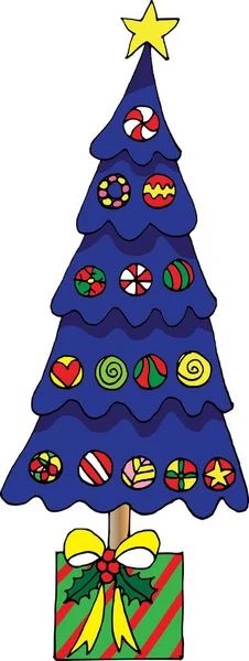 Vector Illustration Blue Christmas Tree — ストックベクタ