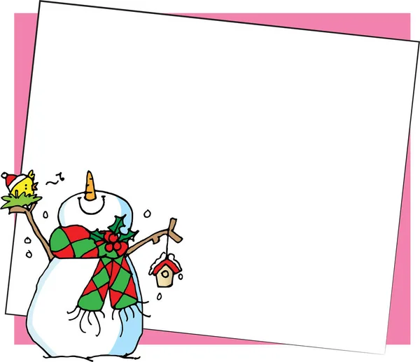 Vector Illustration Cartoon Santa Claus Snowman Christmas Card Frame Series — ストックベクタ