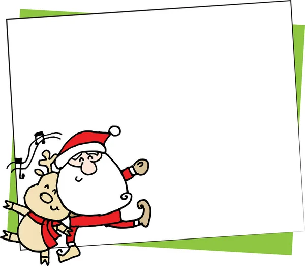 Illustrazione Vettoriale Cartone Animato Babbo Natale Pupazzo Neve Christmas Card — Vettoriale Stock