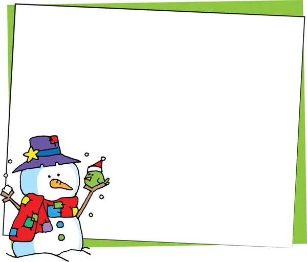 Εικονογράφηση Διάνυσμα Κινουμένων Σχεδίων Santa Claus Χιονάνθρωπος Χριστούγεννα Κάρτα Καρέ — Διανυσματικό Αρχείο