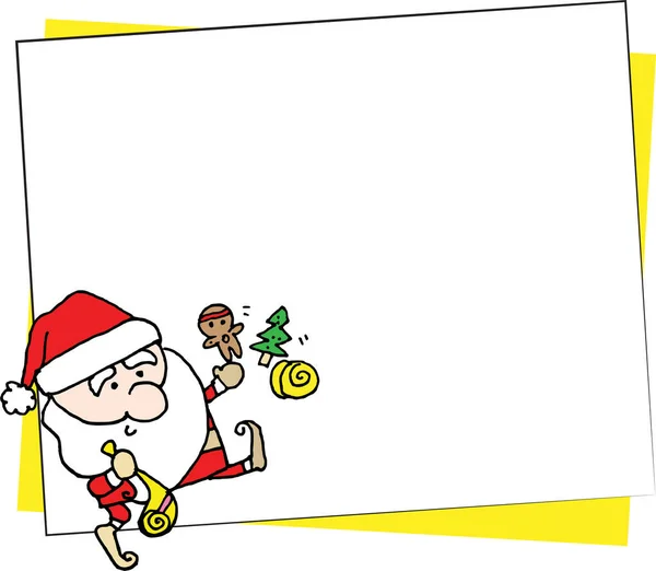 Εικονογράφηση Διάνυσμα Κινουμένων Σχεδίων Santa Claus Χιονάνθρωπος Χριστούγεννα Κάρτα Καρέ — Διανυσματικό Αρχείο