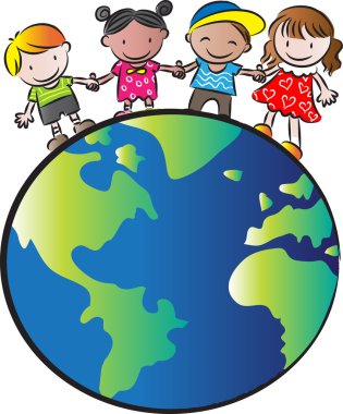 Dünya üzerinde duran çocuklar