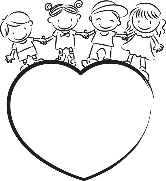 Kids standing on a heart shape — Stock Photo, Image