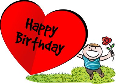 Karikatür Çizim mutlu doğum günü kartı