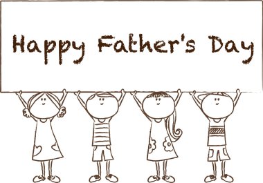 Karikatür Çizim mutlu fathers'day kartı