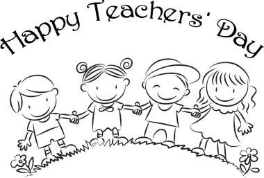 Karikatür Çizim mutlu teachers'day kartı