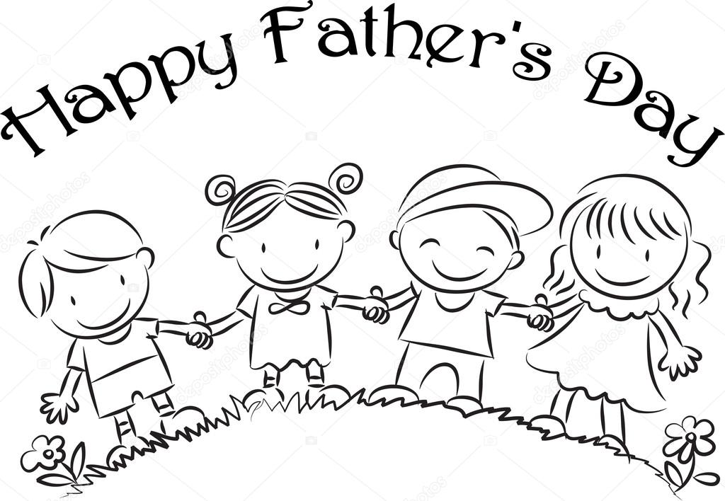 Cartoon drawing happy fathers'day card — Stock Photo © wenpei #65839445