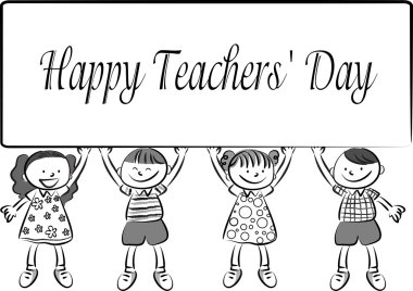 Karikatür Çizim mutlu teachers'day kartı