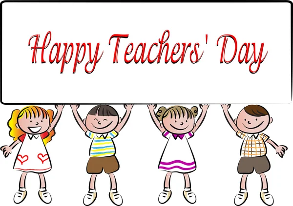 Мультфільм малюнок щаслива листівка дня вчителя — стокове фото