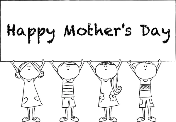 Cartoon drawing happy mothers 'day card — стоковое фото