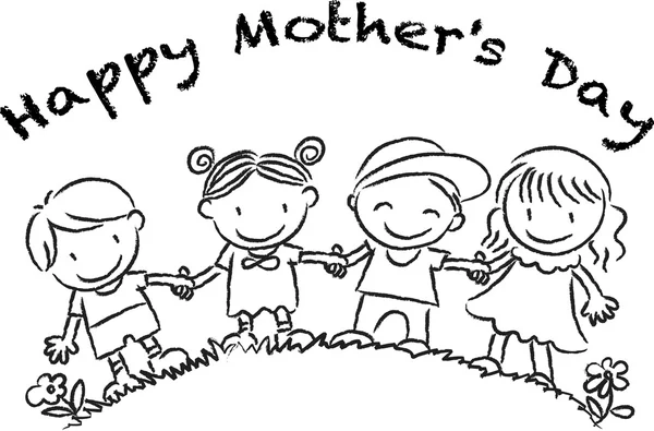 Dibujos animados dibujo feliz tarjeta del día de las madres — Foto de Stock