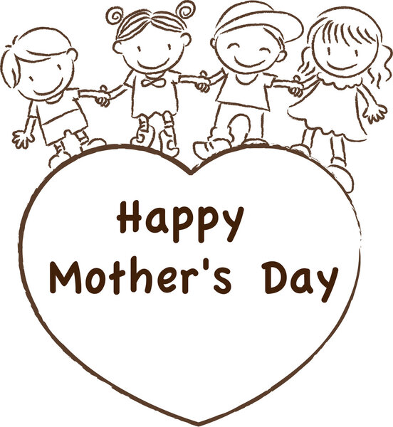 Cartoon drawing happy mothers 'day card
