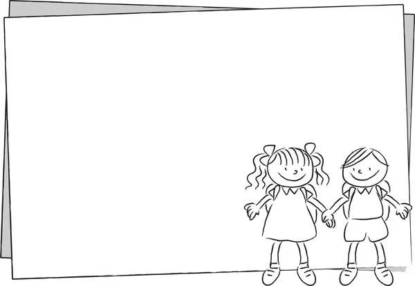 空白の国境の子どもたちの描画漫画 — ストック写真