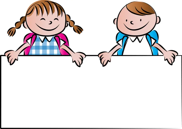 Cartoon drawing kids with blank border — Stock Photo, Image