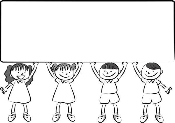 Cartoon drawing kids with blank border — Stock Photo, Image