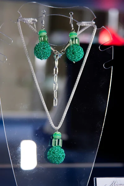 Handmade jewelry and keychains with colorful glass beads — Stock Photo, Image