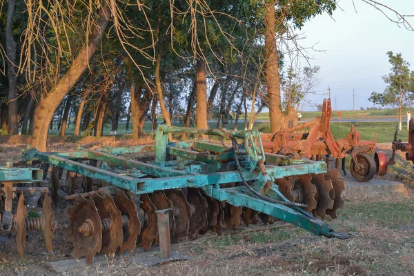 Disk Harrow Agricultural Machinery Processing Soil Field — Stock Photo, Image