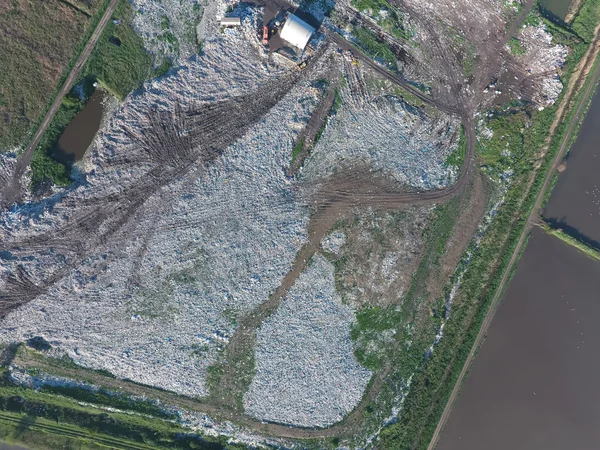 View landfill bird\'s-eye view. Landfill for waste storage.