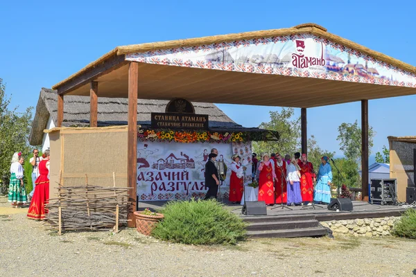 Rusland Ataman September 2015 Folkzanger Tijdens Een Concert Kozakken Dorp — Stockfoto